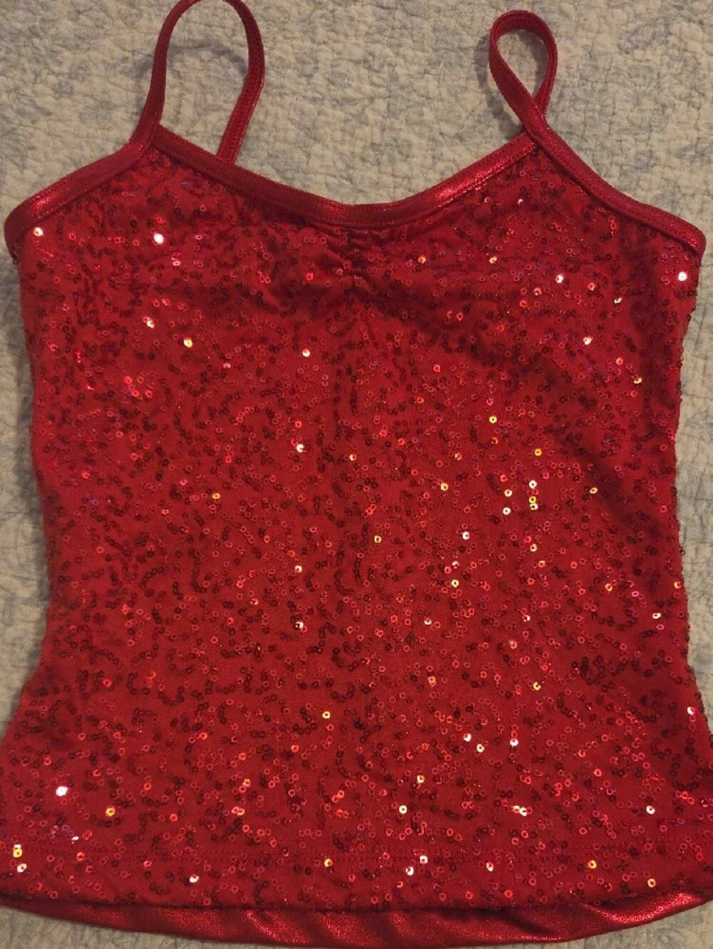 balera Red Sequin Tank with Green Tutu and Gold Polka Dots